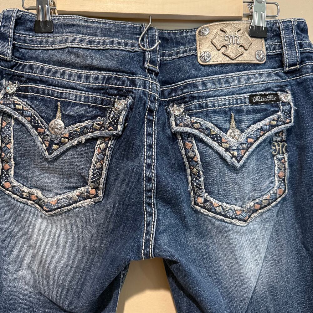 Miss Me Women's Straight Leg Jeans - Dark Blue - Picture 6 of 10
